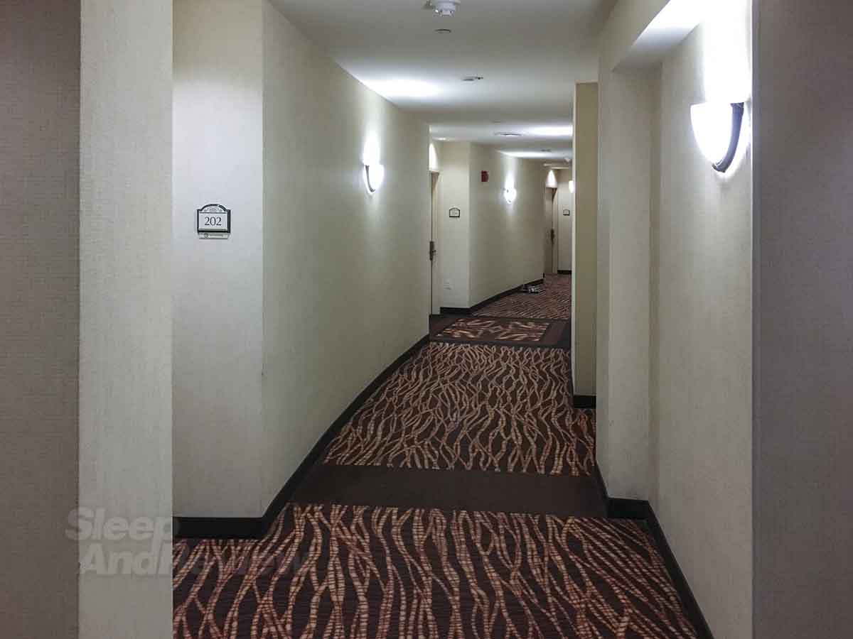 Hilton Austin Airport guest room hallway