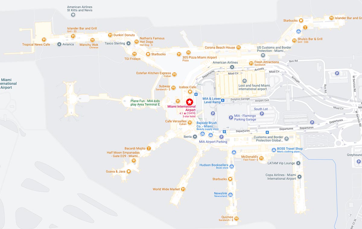 Miami International Airport Hotel location map