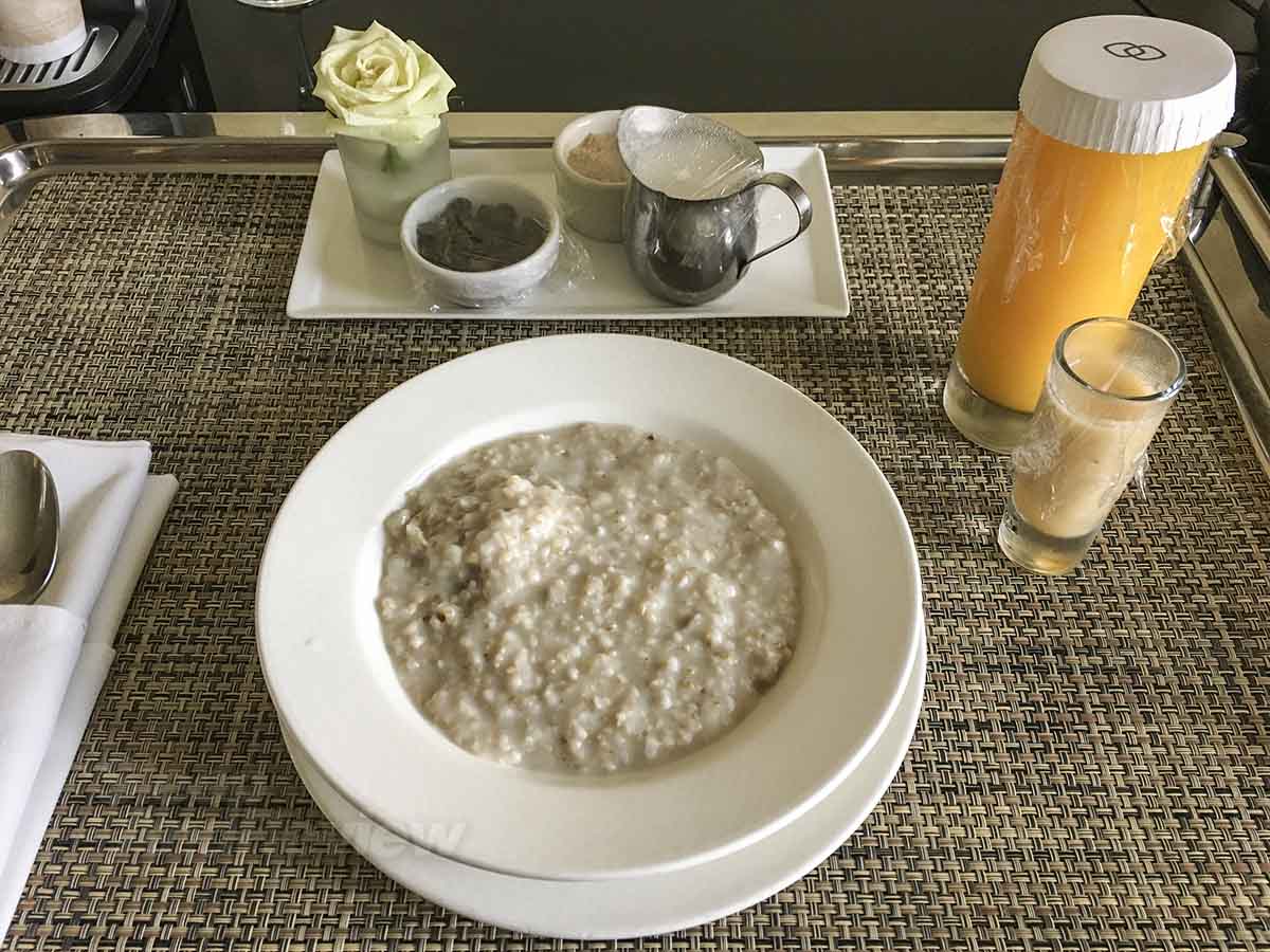 Sofitel Hotel Beverly Hills room service oatmeal