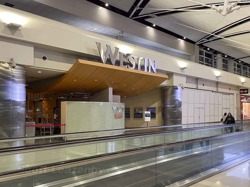 Entrance to the westin dtw Hotel from within the airport terminal