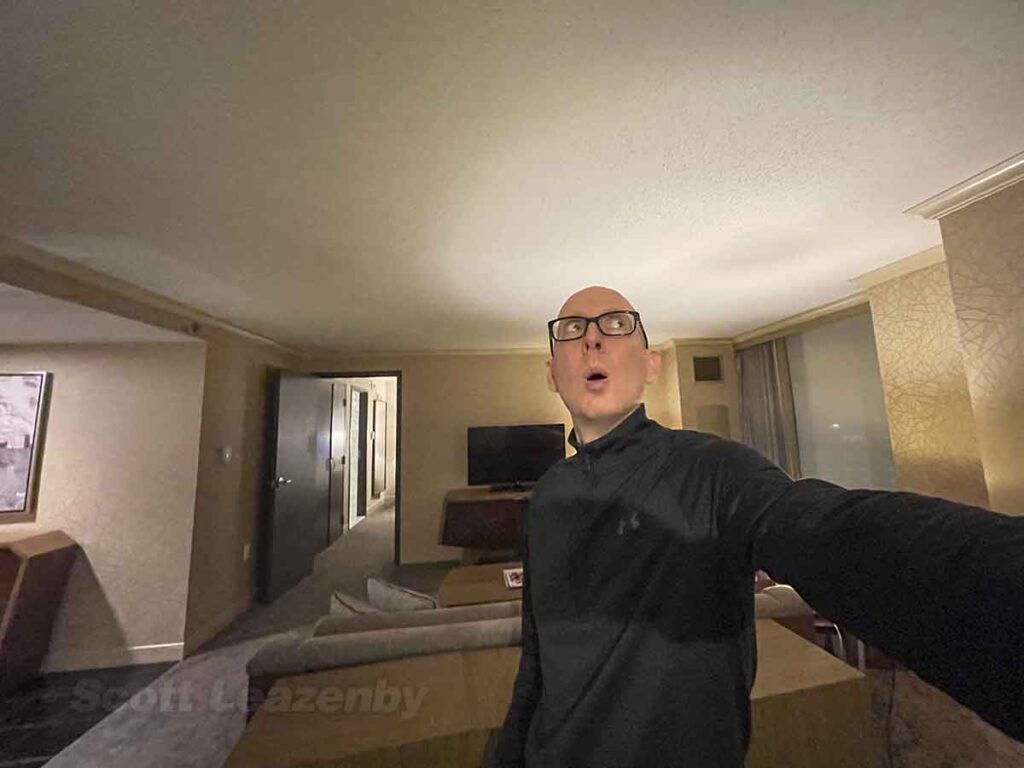 Scott being amazed by the Westin dtw hospitality suite