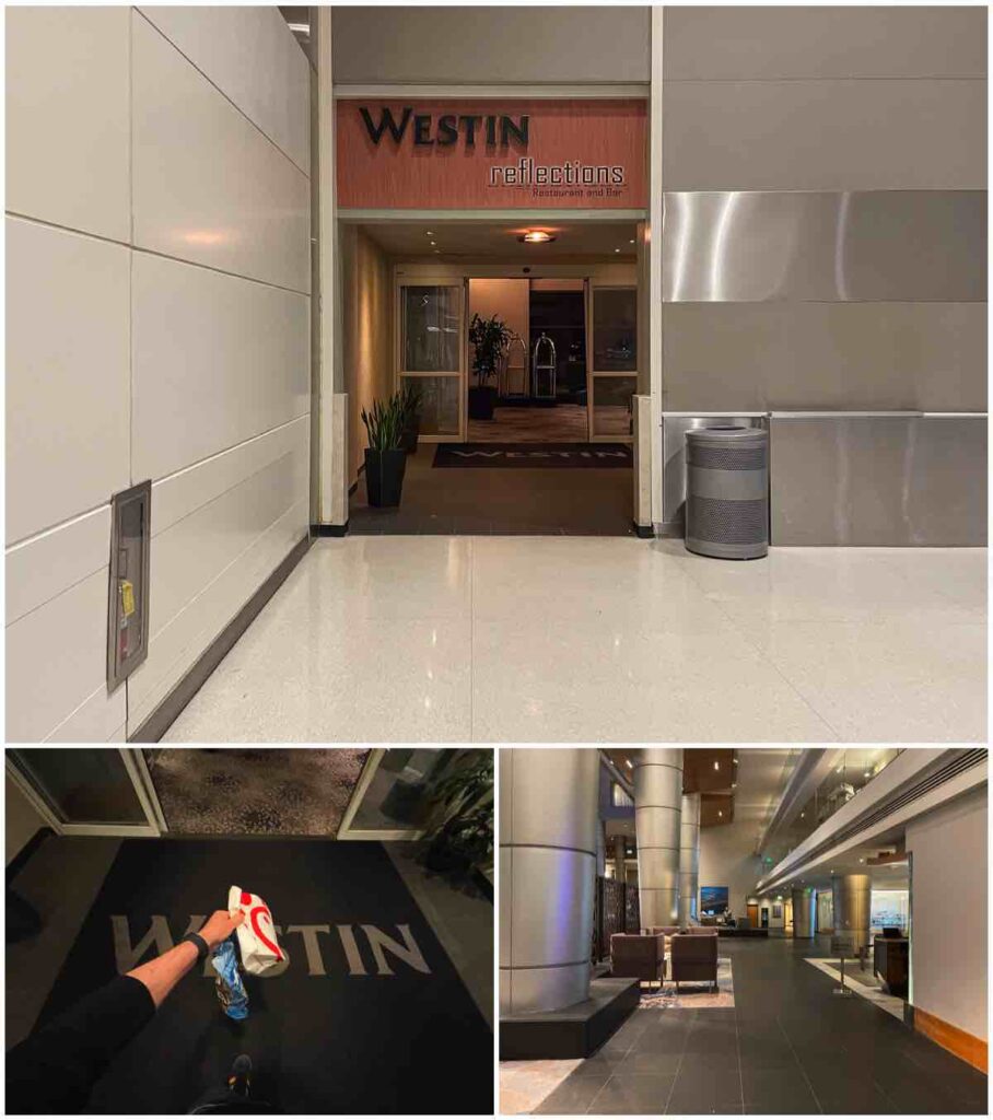 Entrance to the westin dtw hotel from the ticketing hall