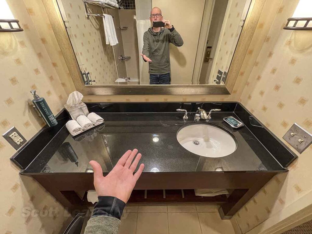 Hilton O'Hare airport bathroom vanity