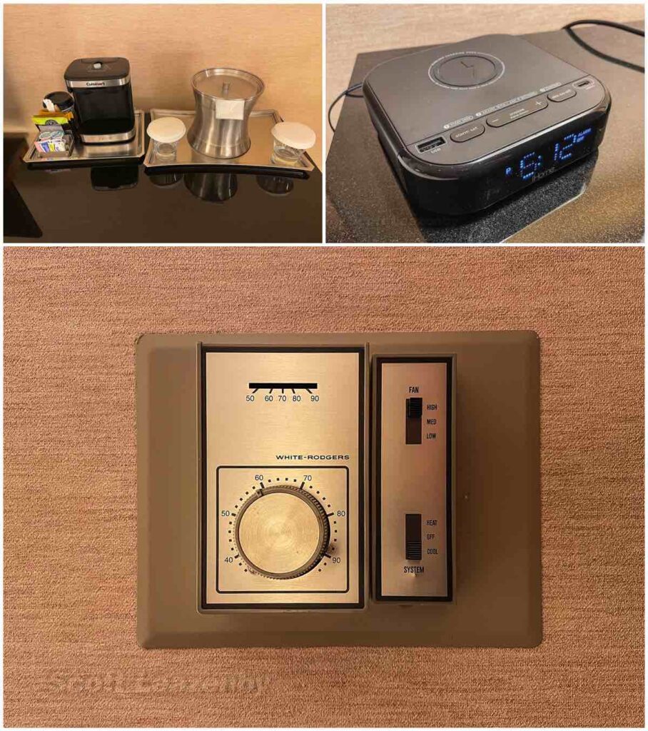 Hilton ORD in room alarm clock and thermostat
