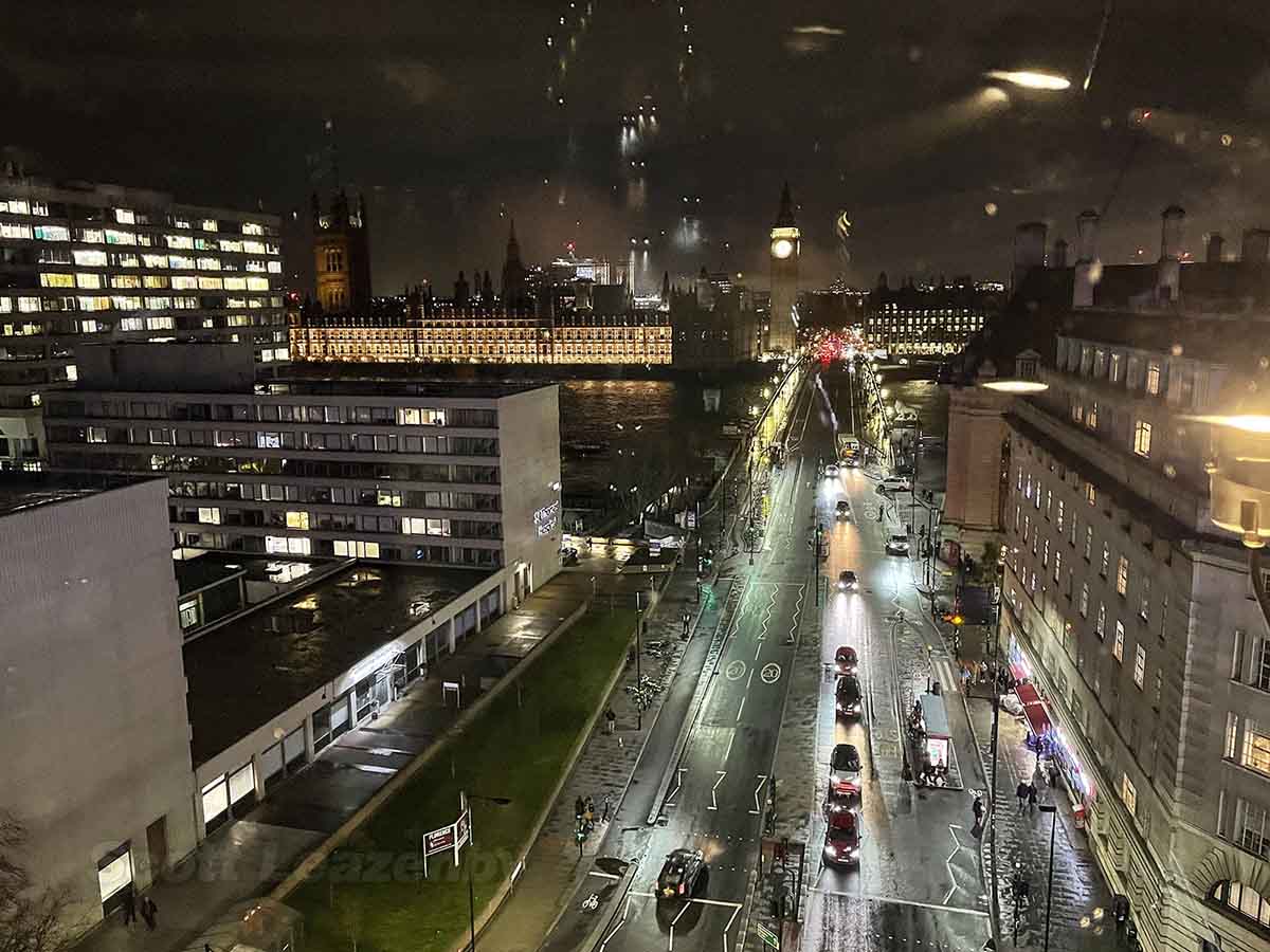 View from Park Plaza Westminster bridge hotel in London