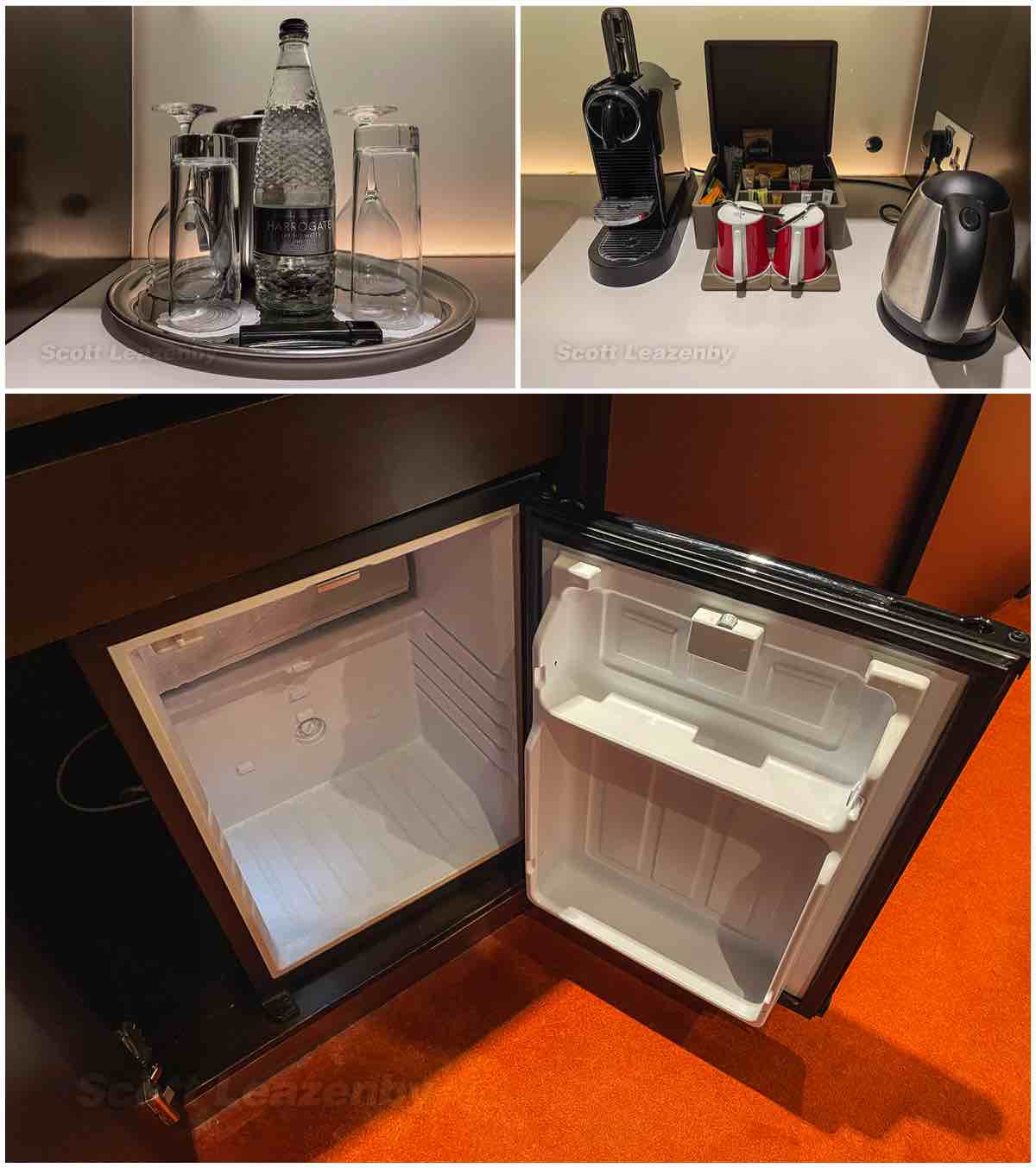 Park plaza Westminster Hotel London refrigerator and complementary drinks
