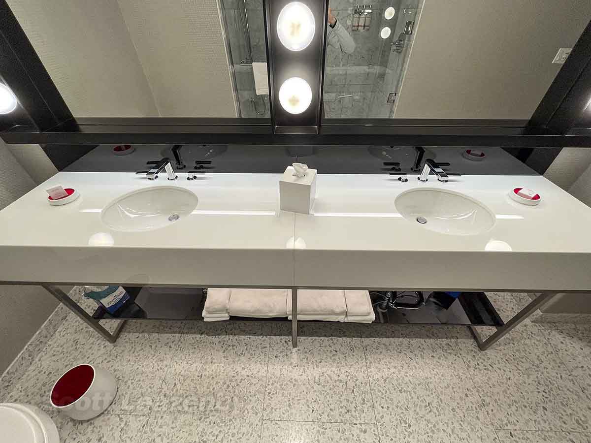 TWA hotel Howard Hughes suite bathroom vanity