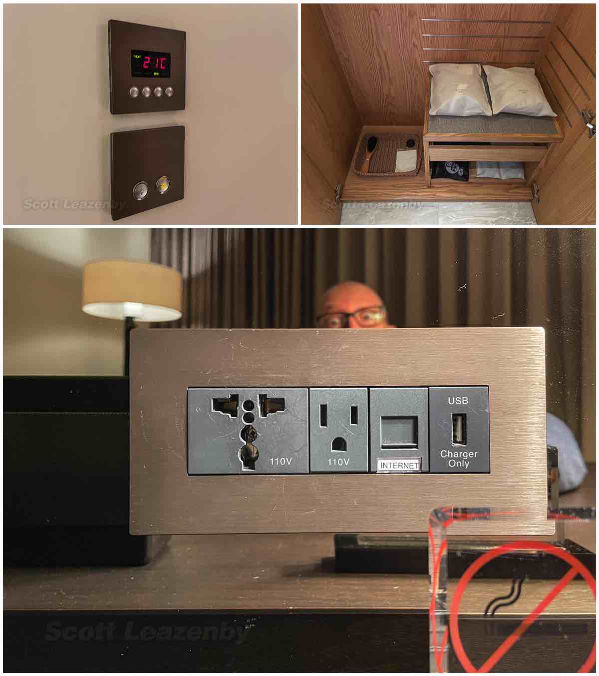 Madison Taipei Hotel suite electrical outlets, closet space, and temperature control