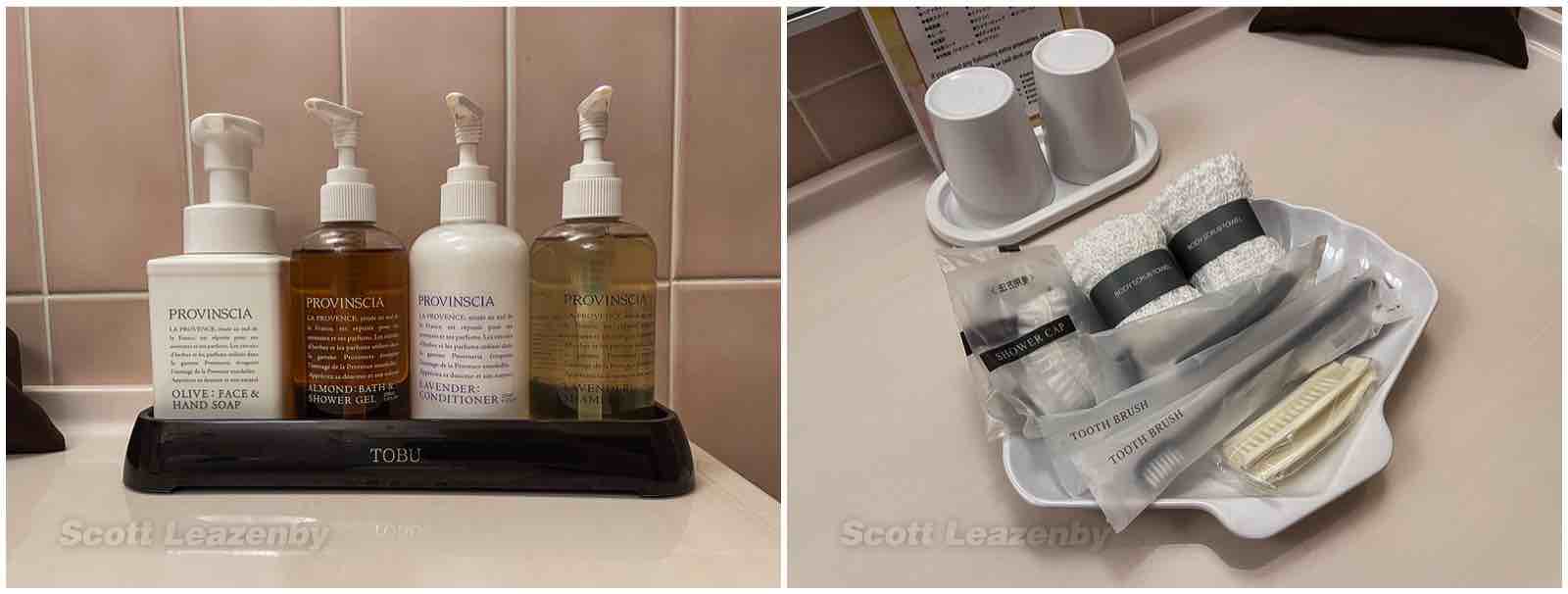 Tobu Hotel Narita bathroom soaps and shampoos