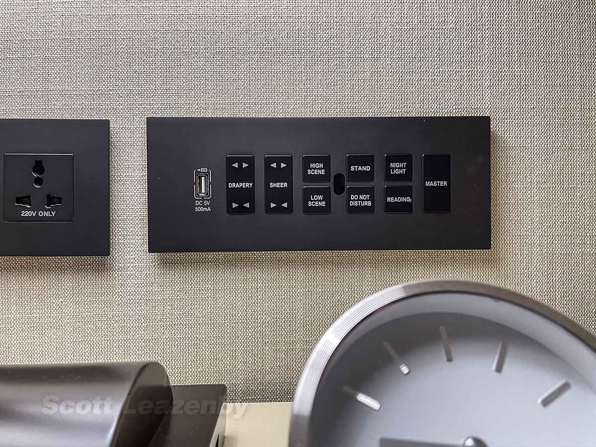 Lotte Hotel Seoul control panel for lights and window shades