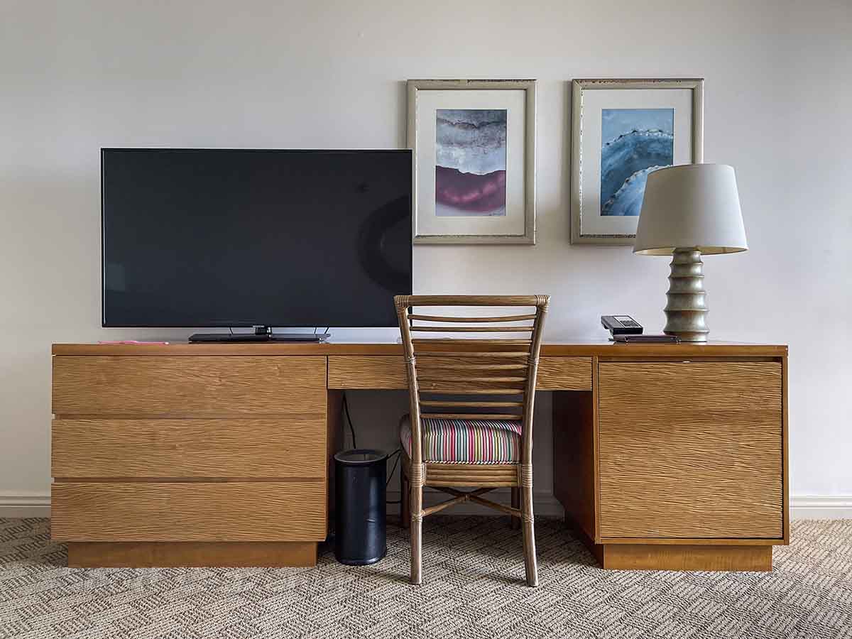 Royal Hawaiian hotel room desk and TV