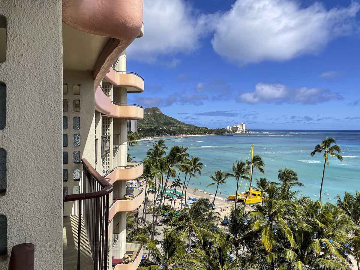 View of ocean from my room at the Royal Hawaiian hotel 