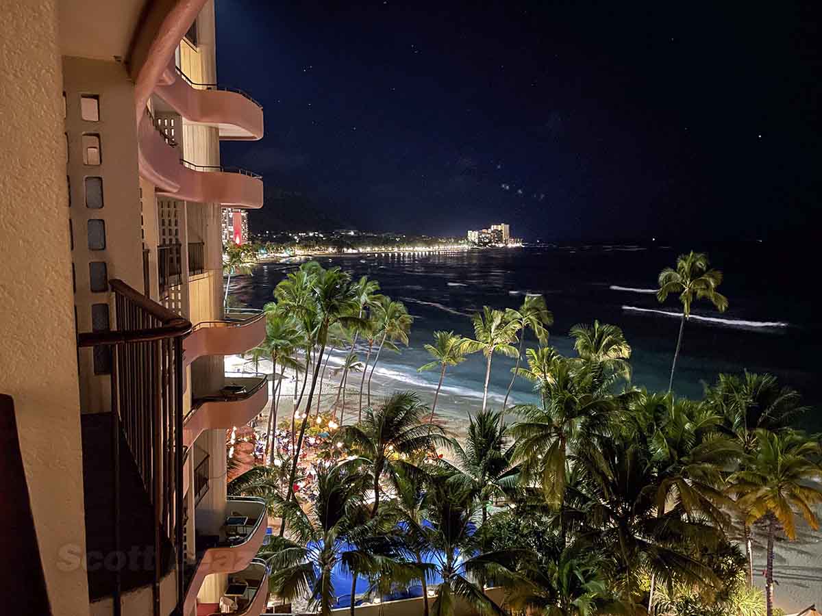 Royal Hawaiian hotel View of beach at night