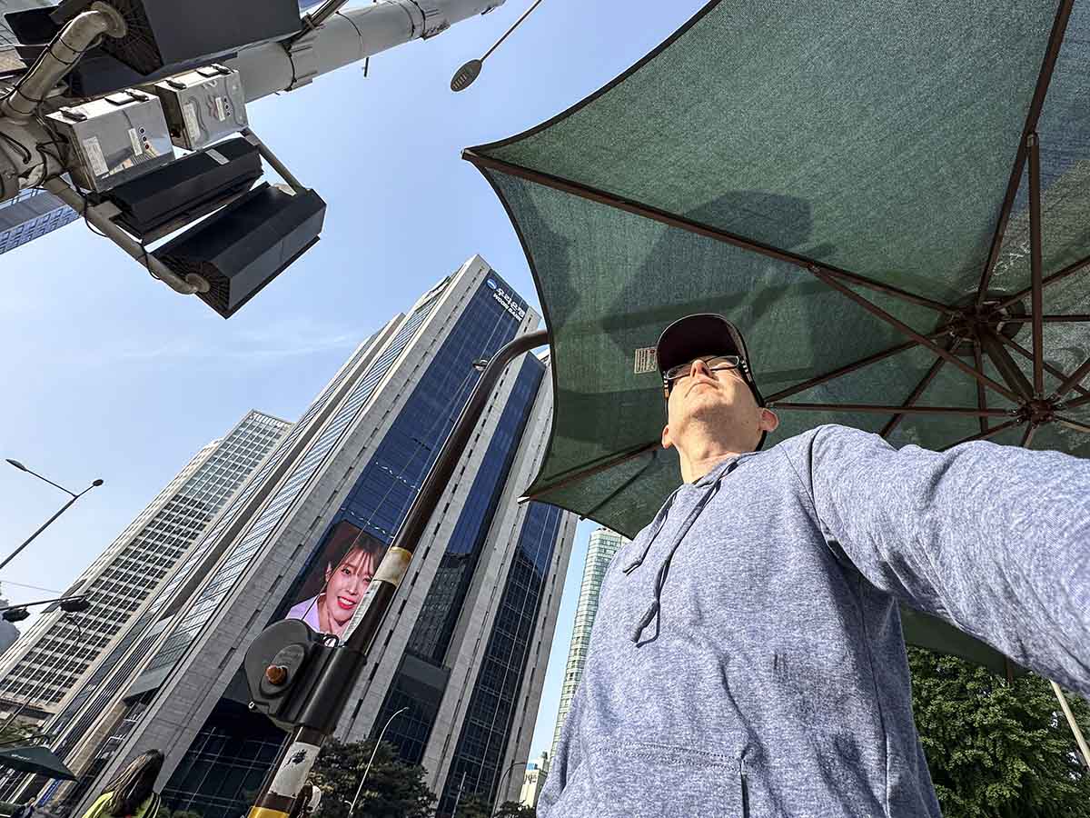 Canopies over crosswalks Seoul South Korea