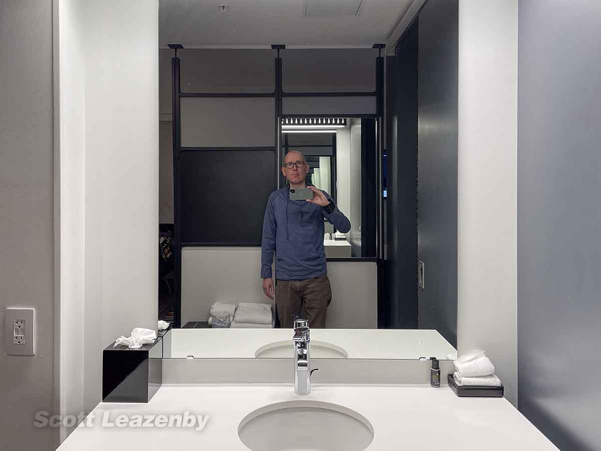 Aloft CLT bathroom sink and mirror