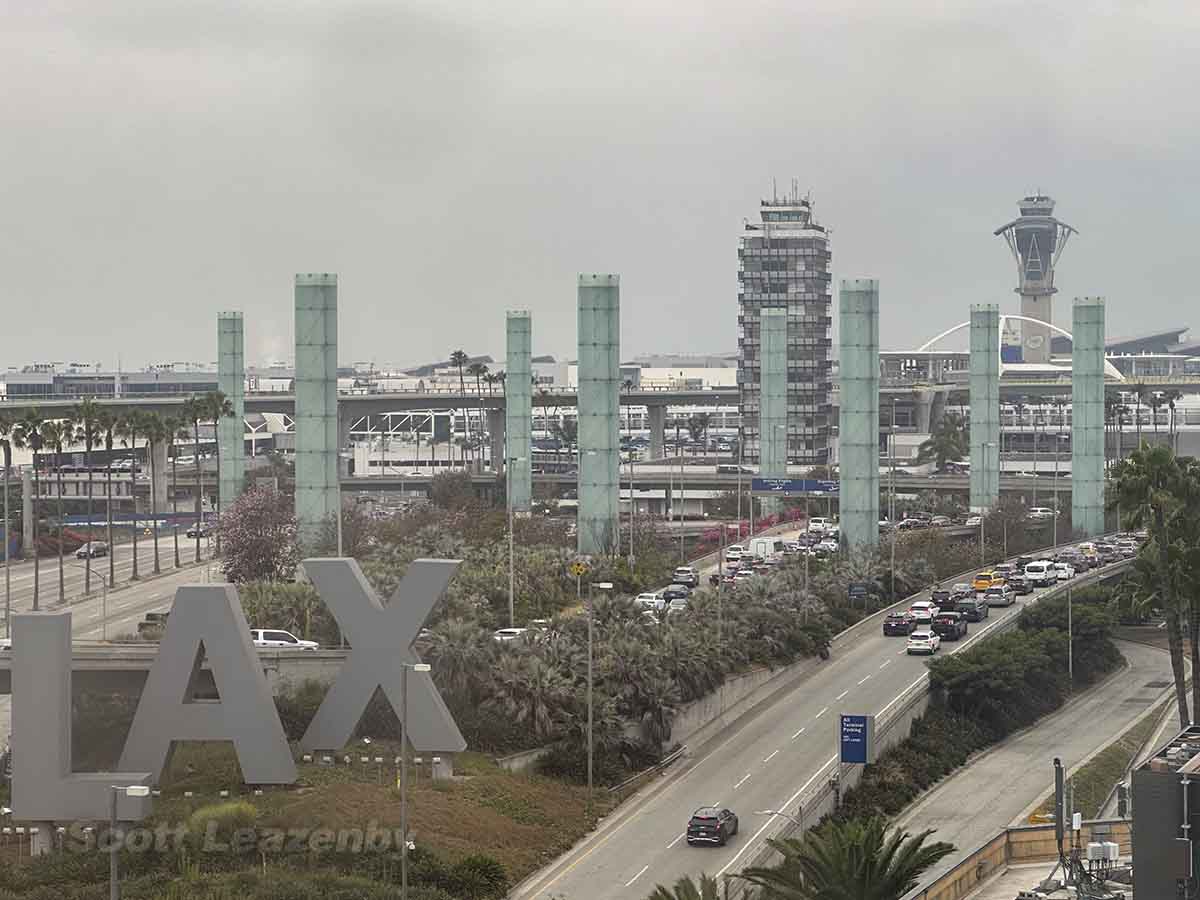 H Hotel LAX view of main entrance to the airport from room