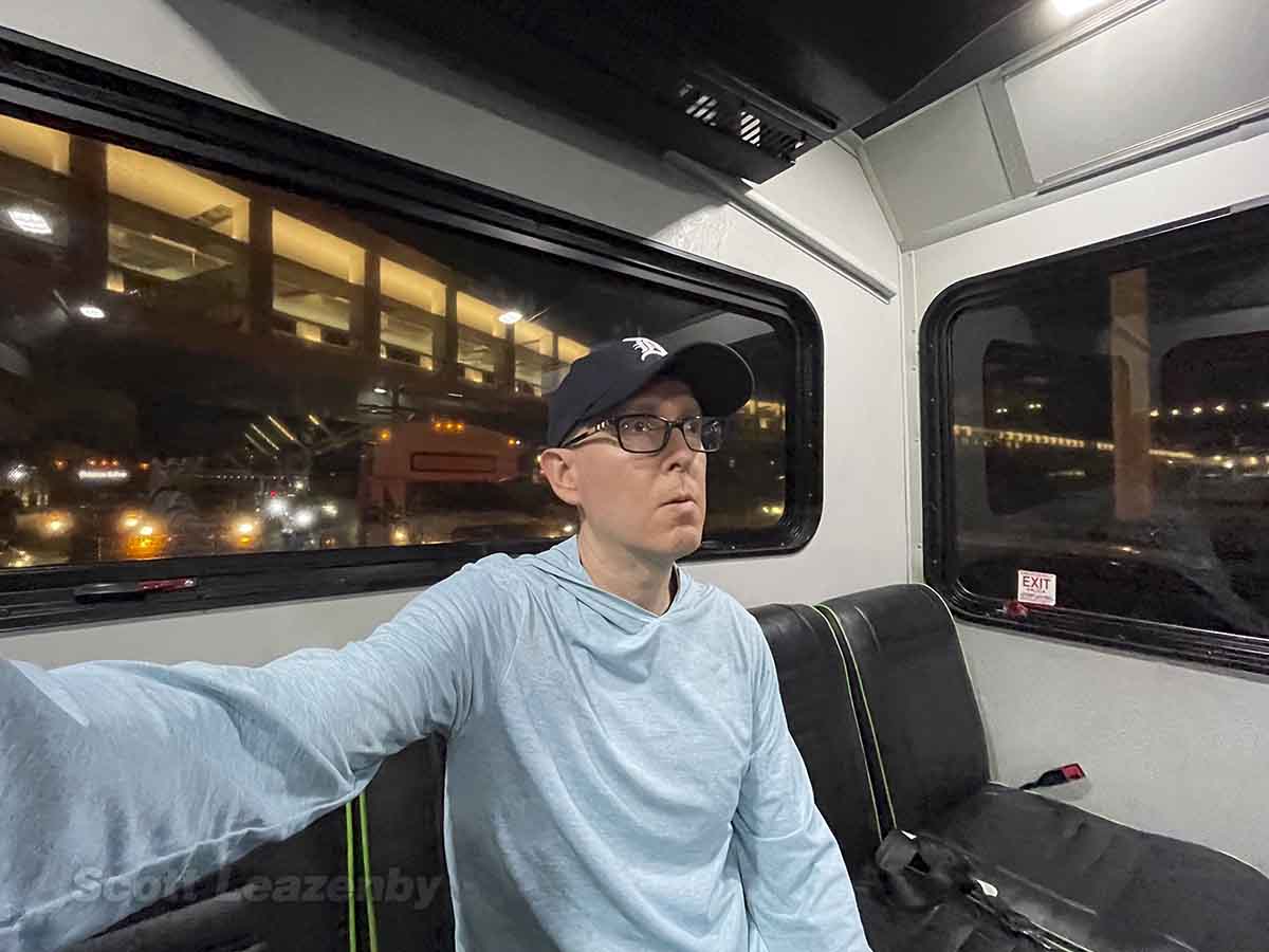 Scott Leazenby on the H Hotel LAX shuttle bus