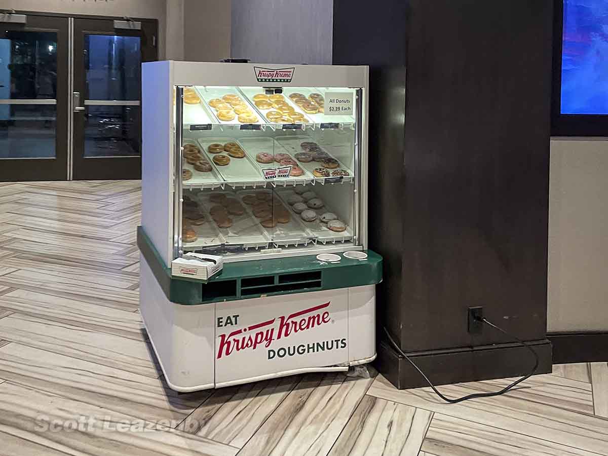 H Hotel LAX Krispy Kreme doughnuts vending machine in the lobby