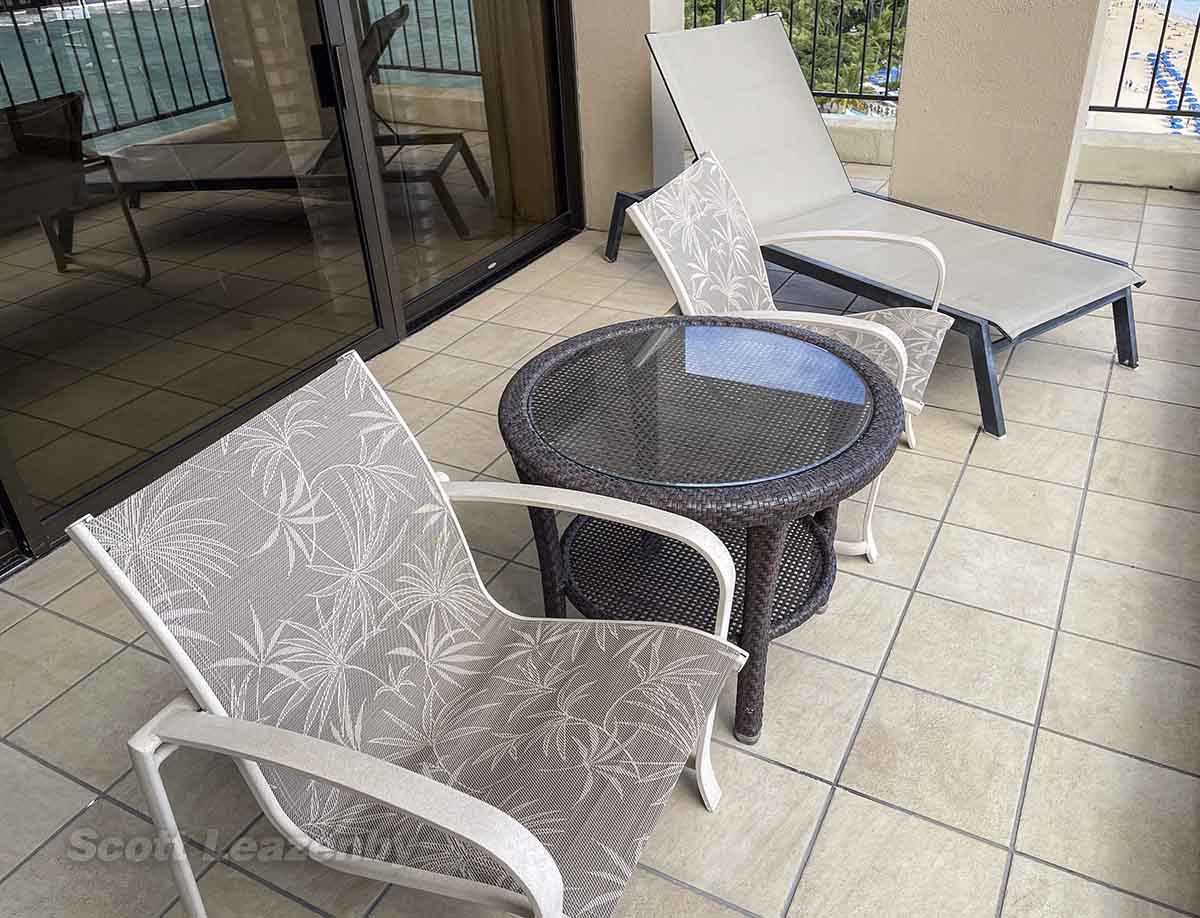 Balcony lounge chairs and table