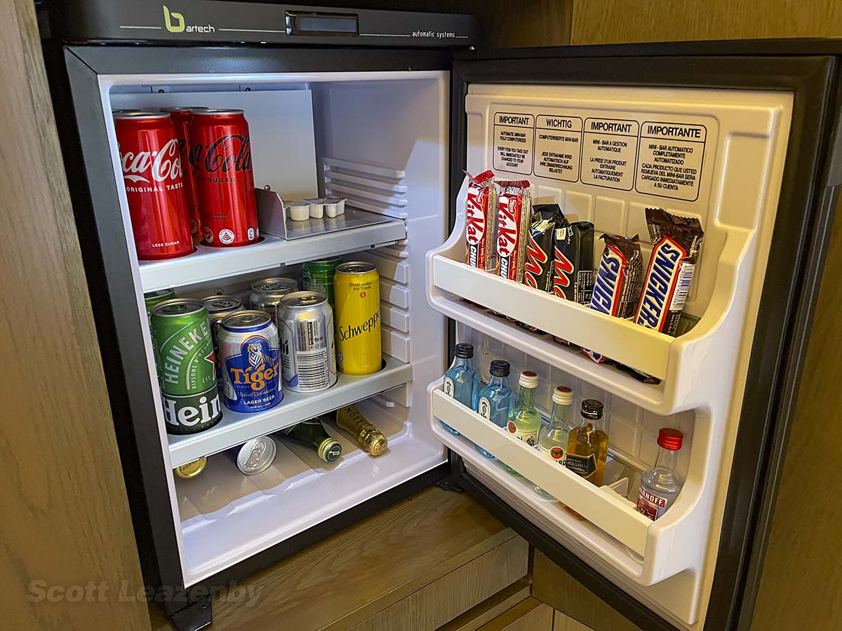 Minibar in my room at the Pan Pacific Hotel in Singapore