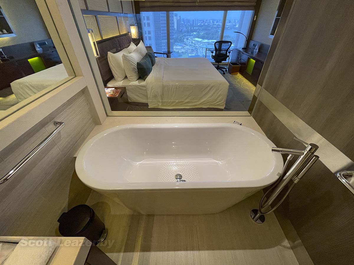 Bathtub in my room at the pan Pacific Hotel Singapore